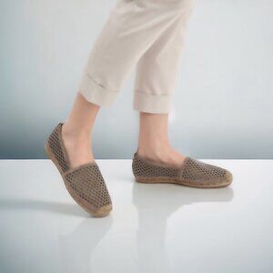 * Browns Taupe Suede Peforated Slip-On Espadrille Flats Size 40